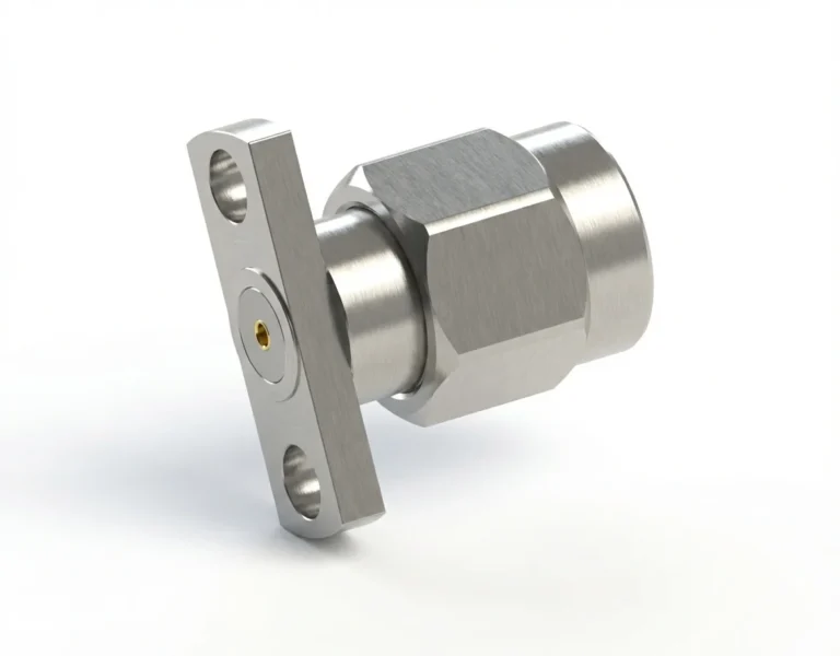 SMA Male 2-Hole Flange Mount RF Connector – Field Replaceable, 10.2mm Hole Spacing, 0.51mm Pin Diameter - sma-jfd29