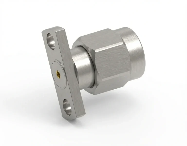 SMA Male 2-Hole Flange Mount RF Connector – Field Replaceable, 10.2mm Hole Spacing, 0.9mm Pin Diameter - sma-jfd30