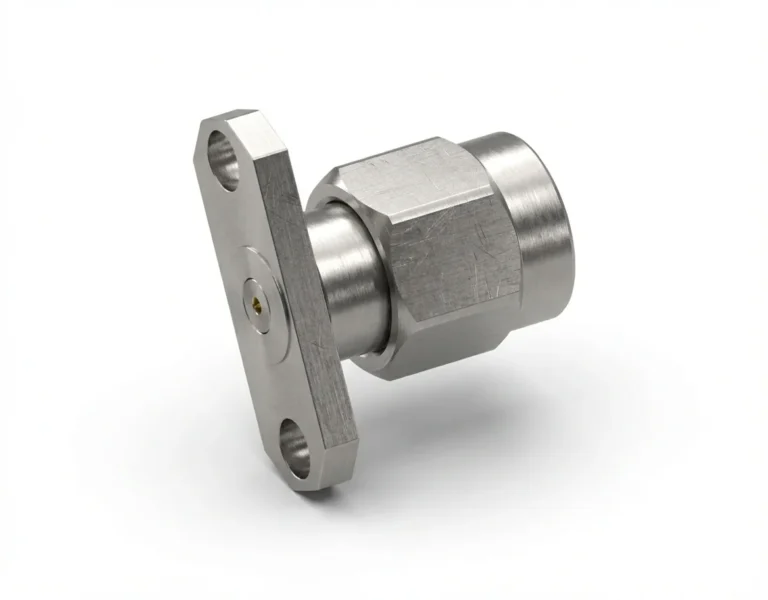 SMA Male 2-Hole Flange Mount RF Connector – Field Replaceable, 12.22mm Hole Spacing, 0.38mm Pin Diameter - sma-jfd21