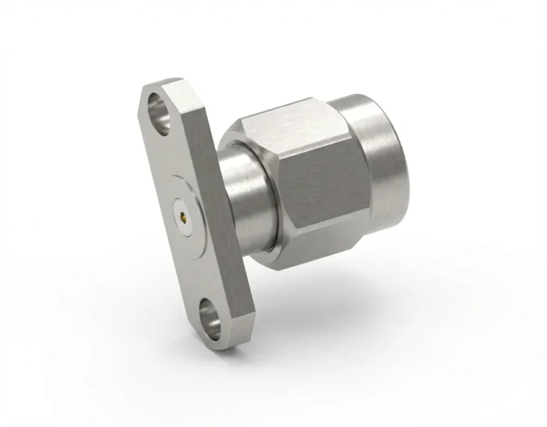 SMA Male 2-Hole Flange Mount RF Connector – Field Replaceable, 12.22mm Hole Spacing, 0.3mm Pin Diameter - sma-jfd20