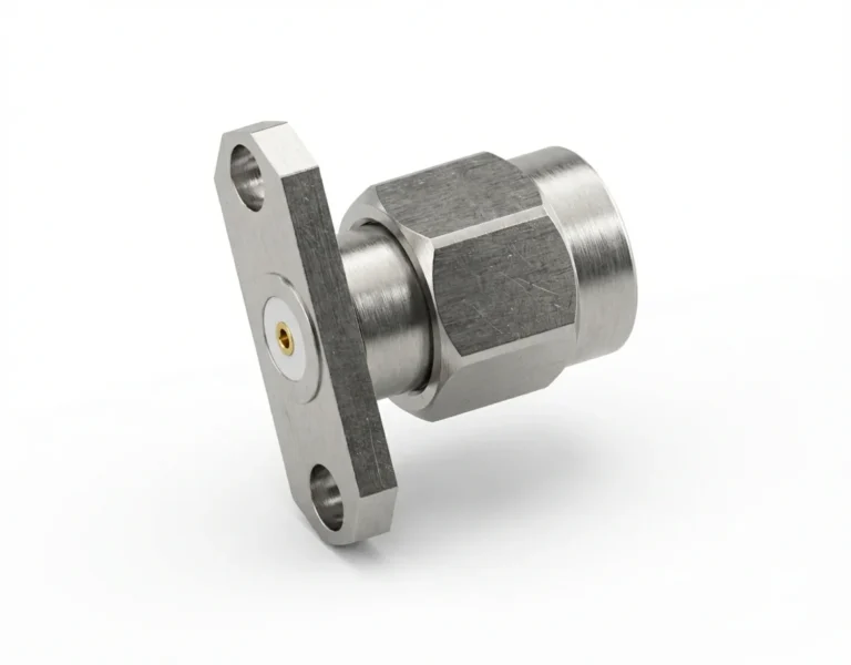 SMA Male 2-Hole Flange Mount RF Connector – Field Replaceable, 12.22mm Hole Spacing, 0.51mm Pin Diameter - sma-jfd23