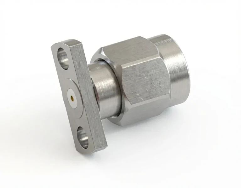 SMA Male 2-Hole Flange Mount RF Connector – Field Replaceable, 9mm Hole Spacing, 0.3mm Pin Diameter - sma-jfd32