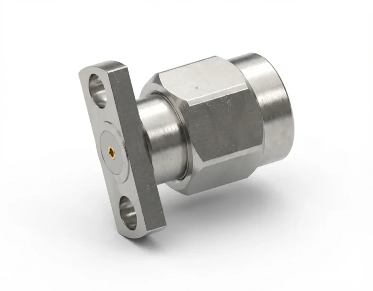SMA Male 2-Hole Flange Mount RF Connector – Field Replaceable, 9mm Hole Spacing, 0.51mm Pin Diameter - sma-jfd35