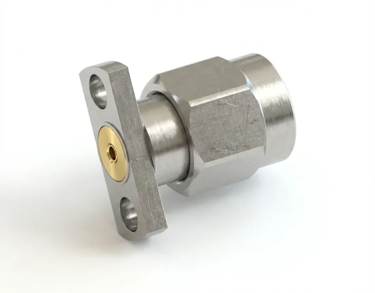 SMA Male 2-Hole Flange Mount RF Connector – Field Replaceable, 9mm Hole Spacing, 0.9mm Pin Diameter - sma-jfd36