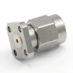 SMA Male 4-Hole Flange Mount RF Connector – Field Replaceable, 6.35mm Hole Spacing, 0.9mm Pin Diameter - sma-jfd12