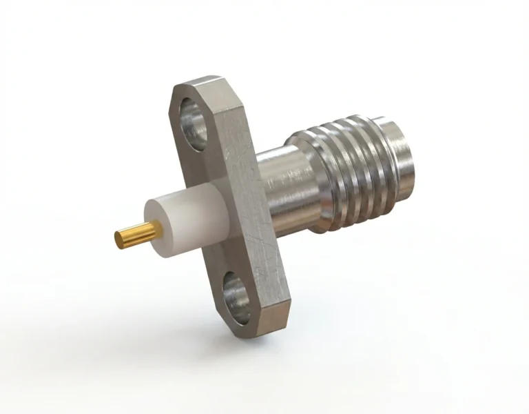 SSMA Female 2-Hole Flange Mount RF Connector - Field Replaceable, 0.86mm Pin Diameter, Stub Terminal - ssma-kfd13