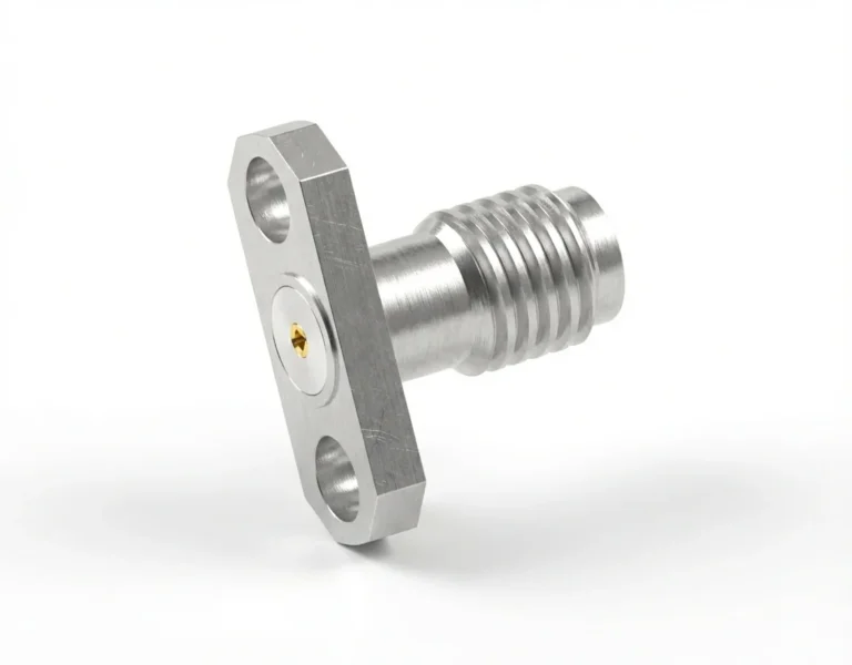 SSMA Female 2-Hole Flange Mount RF Connector – Field Replaceable, 8.3mm Hole Spacing, 0.46mm Pin Diameter - ssma-kfd10