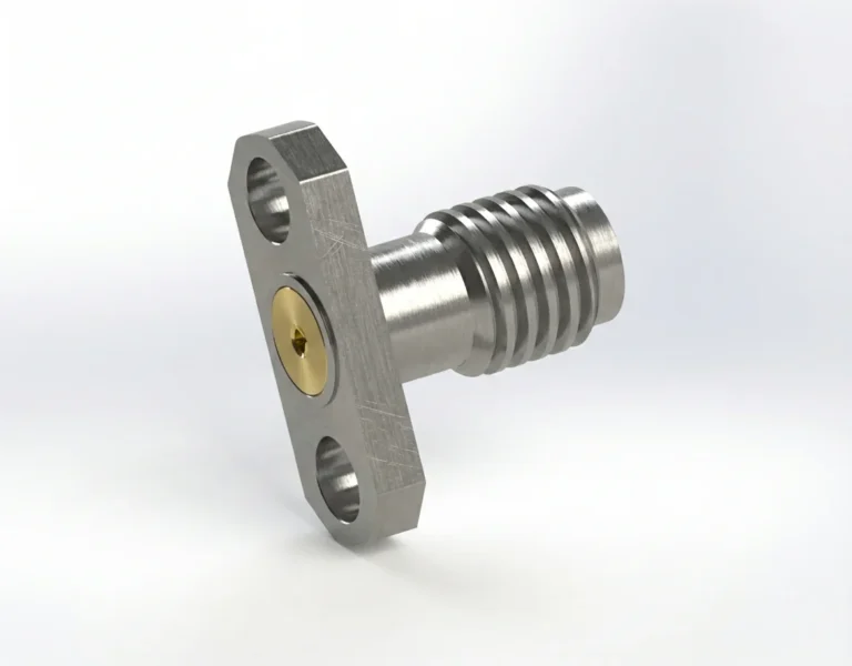 SSMA Female 2-Hole Flange Mount RF Connector – Field Replaceable, 8.3mm Hole Spacing, 0.51mm Pin Diameter - ssma-kfd11