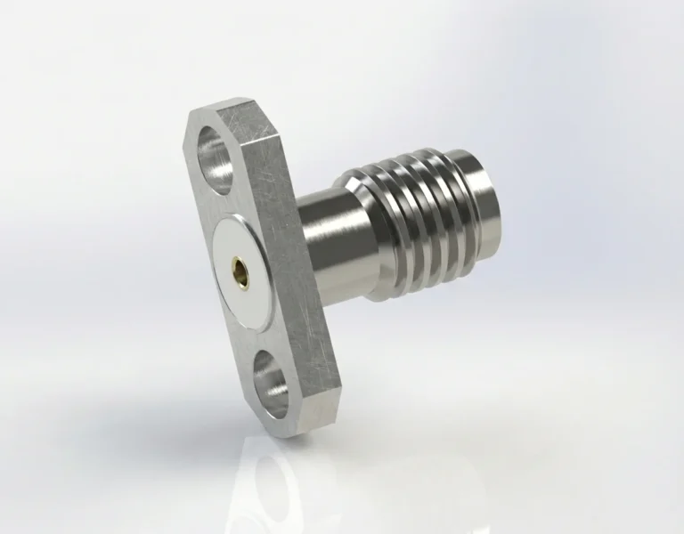 SSMA Female 2-Hole Flange Mount RF Connector – Field Replaceable, 8.3mm Hole Spacing, 0.9mm Pin Diameter - ssma-kfd12