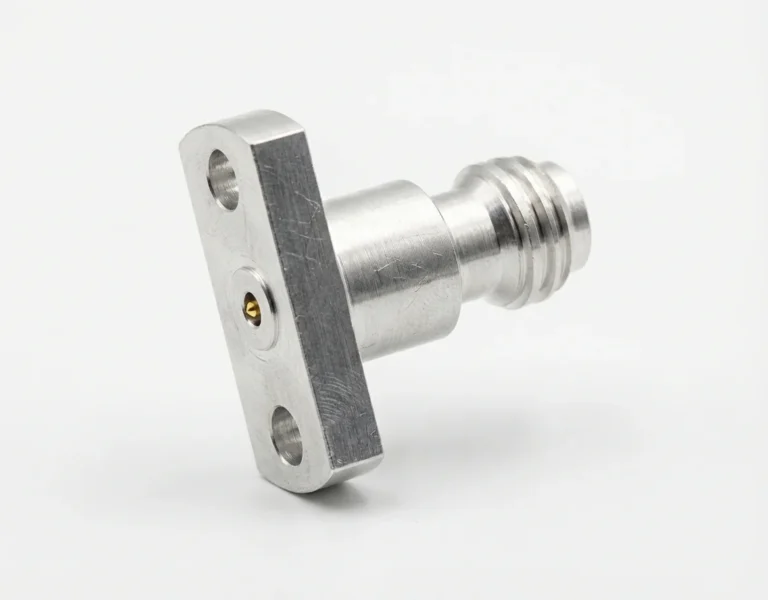 1.0mm Female 2-Hole Flange Mount RF Connector – Field Replaceable, 7.1mm Hole Spacing, 0.23mm Pin Diameter