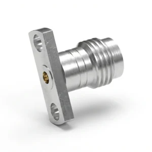 1.85mm Female 2-Hole Flange Mount RF Connector – Field Replaceable, 10.2mm Hole Spacing, 0.23mm Pin Diameter