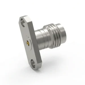 1.85mm Female 2-Hole Flange Mount RF Connector – Field Replaceable, 12.22mm Hole Spacing, 0.30mm Pin Diameter