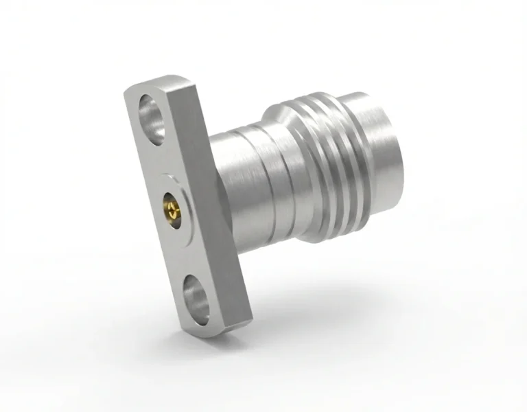 1.85mm Female 2-Hole Flange Mount RF Connector – Field Replaceable, 9mm Hole Spacing, 0.30mm Pin Diameter