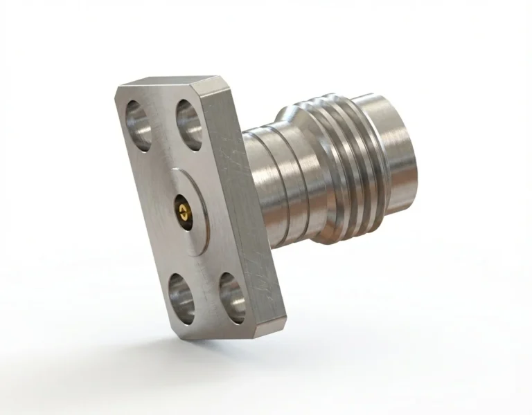 1.85mm Female 4-Hole Flange Mount RF Connector – Field Replaceable, 5.64mm Hole Spacing, 0.30mm Pin Diameter