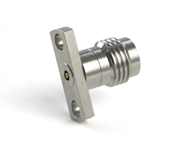 2.4mm Female 2-Hole Flange Mount RF Connector – Field Replaceable, 10.2mm Hole Spacing, 0.23mm Pin Diameter