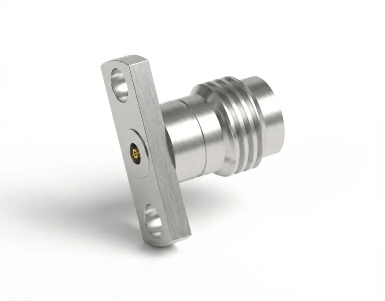 2.4mm Female 2-Hole Flange Mount RF Connector – Field Replaceable, 10.2mm Hole Spacing, 0.38mm Pin Diameter