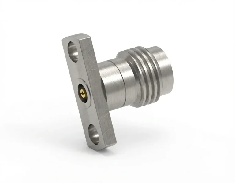 2.4mm Female 2-Hole Flange Mount RF Connector – Field Replaceable, 10.2mm Hole Spacing, 0.46mm Pin Diameter