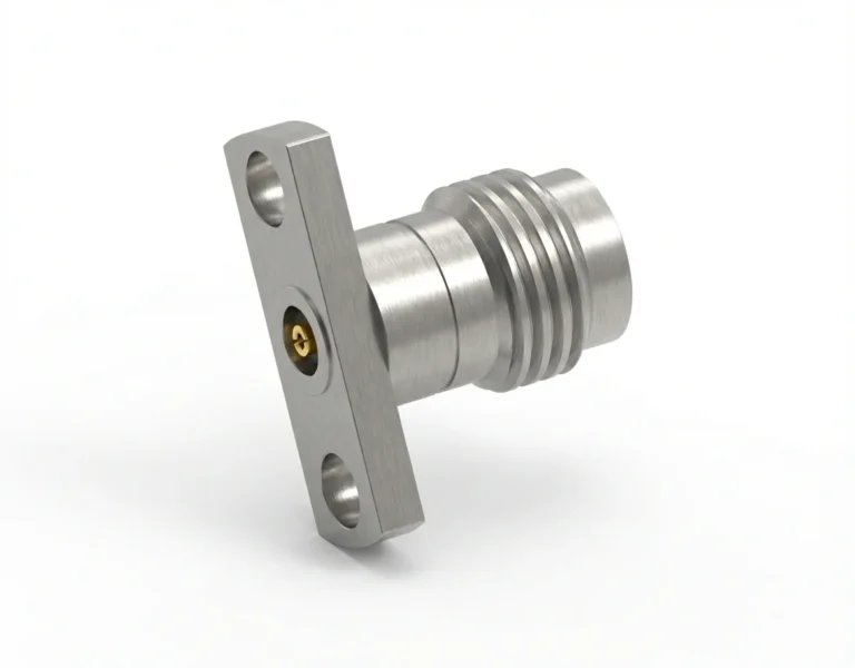 2.4mm Female 2-Hole Flange Mount RF Connector – Field Replaceable, 10.2mm Hole Spacing, 0.51mm Pin Diameter