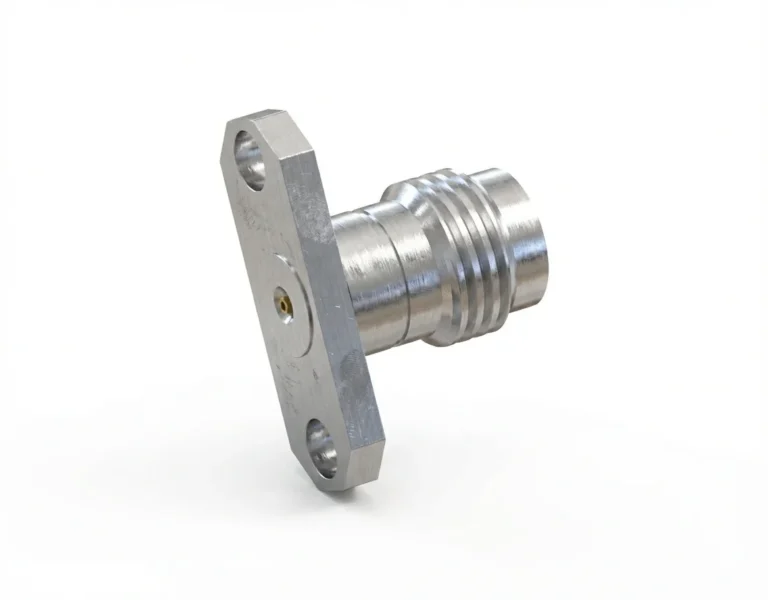 2.4mm Female 2-Hole Flange Mount RF Connector – Field Replaceable, 12.22mm Hole Spacing, 0.23mm Pin Diameter