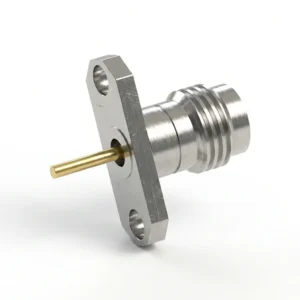 HF-Steckverbinder 2,4 mm, Buchse, 2-Loch-Flanschmontage – Lötanschluss, Lochabstand 12,22, Stiftdurchmesser 1,04 mm