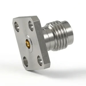 HF-Steckverbinder 2,4 mm, Buchse, 4-Loch-Flanschmontage – vor Ort austauschbar, Lochabstand 8,64 mm, Stiftdurchmesser 0,51 mm