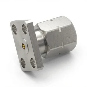 HF-Steckverbinder 2,4 mm, Stecker, 4-Loch-Flanschmontage – vor Ort austauschbar, Lochabstand 5,64 mm, Stiftdurchmesser 0,38 mm