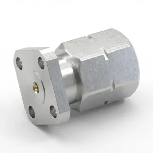 HF-Steckverbinder 2,4 mm, Stecker, 4-Loch-Flanschmontage – vor Ort austauschbar, Lochabstand 6,35 mm, Stiftdurchmesser 0,23 mm