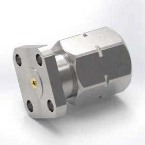 HF-Steckverbinder 2,4 mm, Stecker, 4-Loch-Flanschmontage – vor Ort austauschbar, Lochabstand 6,35 mm, Stiftdurchmesser 0,38 mm