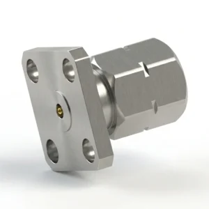 HF-Steckverbinder 2,4 mm, Stecker, 4-Loch-Flanschmontage – vor Ort austauschbar, Lochabstand 8,64 mm, Stiftdurchmesser 0,38 mm