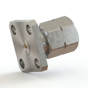 HF-Steckverbinder 2,4 mm, Stecker, 4-Loch-Flanschmontage – vor Ort austauschbar, Lochabstand 8,64 mm, Stiftdurchmesser 0,3 mm