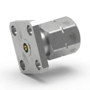 HF-Steckverbinder 2,4 mm, Stecker, 4-Loch-Flanschmontage – vor Ort austauschbar, Lochabstand 8,64 mm, Stiftdurchmesser 0,46 mm