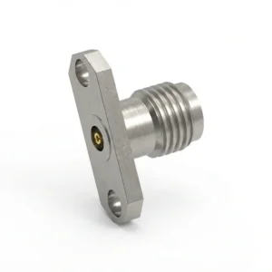 2.92mm Female 2-Hole Flange Mount RF Connector – Field Replaceable, 12.22mm Hole Spacing, 0.51mm Pin Diameter