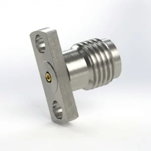 2.92mm Female 2-Hole Flange Mount RF Connector – Field Replaceable, 9mm Hole Spacing, 0.51mm Pin Diameter