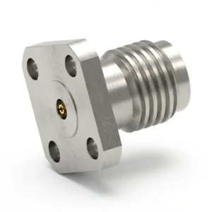 2.92mm Female 4-Hole Flange Mount RF Connector – Field Replaceable, 6.35mm Hole Spacing, 0.38mm Pin Diameter