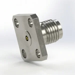 2.92mm Female 4-Hole Flange Mount RF Connector – Field Replaceable, 8.64mm Hole Spacing, 0.23mm Pin Diameter