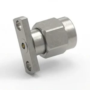 2.92mm Male 2-Hole Flange Mount RF Connector – Field Replaceable, 10.2mm Hole Spacing, 0.38mm Pin Diameter