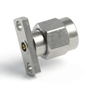 2.92mm Male 2-Hole Flange Mount RF Connector – Field Replaceable, 10.2mm Hole Spacing, 0.46mm Pin Diameter