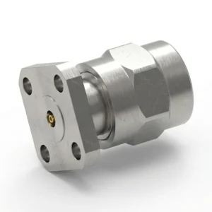 Connecteur RF 2,92 mm mâle à bride 4 trous – remplaçable sur site, entraxe 6,35 mm, diamètre de broche 0,38 mm
