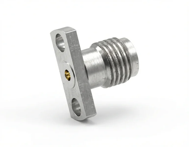 3.5mm Female 2-Hole Flange Mount RF Connector – Field Replaceable, 12.7mm Hole Spacing, 0.23mm Pin Diameter