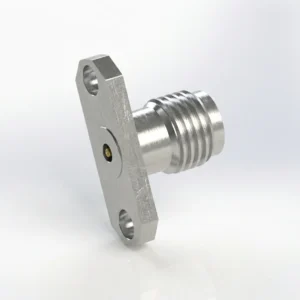 3.5mm Female 2-Hole Flange Mount RF Connector – Field Replaceable, 12.22mm Hole Spacing, 0.23mm Pin Diameter