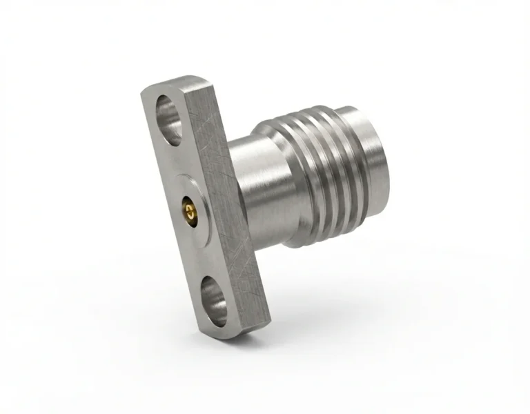 3.5mm Female 2-Hole Flange Mount RF Connector – Field Replaceable, 12.7mm Hole Spacing, 0.38mm Pin Diameter