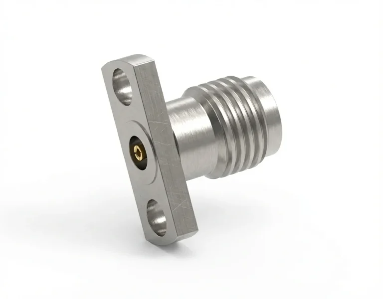 3.5mm Female 2-Hole Flange Mount RF Connector – Field Replaceable, 12.7mm Hole Spacing, 0.51mm Pin Diameter