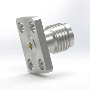 3.5mm Female 4-Hole Flange Mount RF Connector – Field Replaceable, 5.64mm Hole Spacing, 0.38mm Pin Diameter