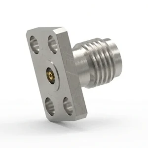 3.5mm Female 4-Hole Flange Mount RF Connector – Field Replaceable, 5.64mm Hole Spacing, 0.46mm Pin Diameter