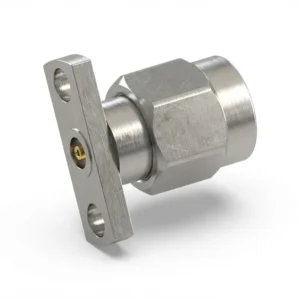 3.5mm Male 2-Hole Flange Mount RF Connector – Field Replaceable, 10.2mm Hole Spacing, 0.46mm Pin Diameter