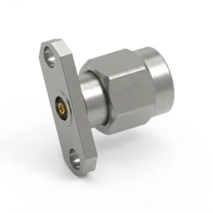 3.5mm Male 2-Hole Flange Mount RF Connector – Field Replaceable, 12.22mm Hole Spacing, 0.9mm Pin Diameter