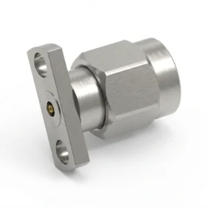 3.5mm Male 2-Hole Flange Mount RF Connector – Field Replaceable, 12.7mm Hole Spacing, 0.38mm Pin Diameter