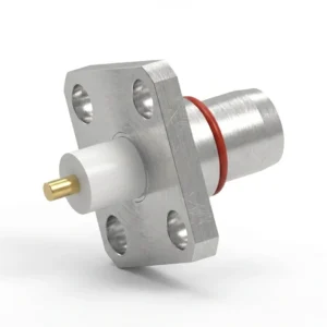 BMA オス 2穴フランジマウント RF コネクタ – はんだ付け、穴間隔 9.4mm、ピン径 0.3mm、スタブ端子