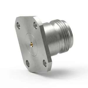 N Female 4-Hole Flange Mount RF Connector – Field Replaceable, 18.35mm Hole Spacing, 0.38mm Pin Diameter