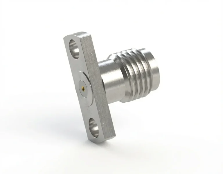 SMA Female 2-Hole Flange Mount RF Connector – Field Replaceable, 10.2mm Hole Spacing, 0.23mm Pin Diameter